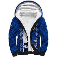 Guam Chamorro Warrior Sherpa Hoodie Traditional Tribal Patterns DT02 Unisex Blue - Polynesian Pride