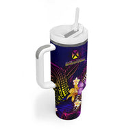 Wallis and Futuna Tumbler With Handle Whale Hibiscus Polynesian