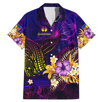 New Caledonia Family Matching Mermaid Dress and Hawaiian Shirt Whale Hibiscus Polynesian DT02 Dad's Shirt - Short Sleeve Purple - Polynesian Pride