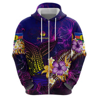 New Caledonia Hoodie Whale Hibiscus Polynesian