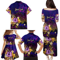 Tahiti French Polynesia Family Matching Puletasi and Hawaiian Shirt Whale Hibiscus Polynesian DT02 - Polynesian Pride