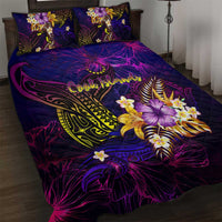 Cook Islands Quilt Bed Set Whale Hibiscus Polynesian