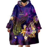 Cook Islands Wearable Blanket Hoodie Whale Hibiscus Polynesian
