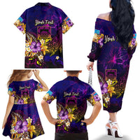 Tuvalu Family Matching Off The Shoulder Long Sleeve Dress and Hawaiian Shirt Whale Hibiscus Polynesian DT02 - Polynesian Pride