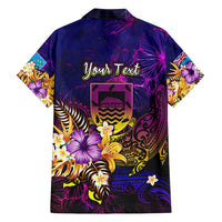 Tuvalu Family Matching Off Shoulder Short Dress and Hawaiian Shirt Whale Hibiscus Polynesian