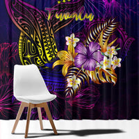 Tuvalu Window Curtain Whale Hibiscus Polynesian