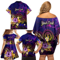 Northern Mariana Islands Family Matching Off Shoulder Short Dress and Hawaiian Shirt Whale Hibiscus Polynesian DT02 - Polynesian Pride
