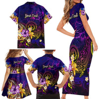 Northern Mariana Islands Family Matching Short Sleeve Bodycon Dress and Hawaiian Shirt Whale Hibiscus Polynesian DT02 - Polynesian Pride