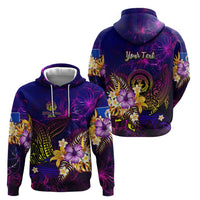 Northern Mariana Islands Zip Hoodie Whale Hibiscus Polynesian