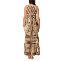 Fiji Bula Tank Maxi Dress Tapa Pattern Design DT02 - Polynesian Pride