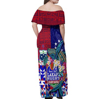 Manu Samoa Rugby 2023 Family Matching Off Shoulder Maxi Dress and Hawaiian Shirt Humpback Whale Hexagon Tribal Tropical Style DT02 - Polynesian Pride