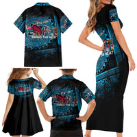 Fiji Rugby Family Matching Short Sleeve Bodycon Dress and Hawaiian Shirt Bring The Heat DT02 - Polynesian Pride