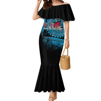 Fiji Rugby Mermaid Dress Bring The Heat DT02 Women Blue - Polynesian Pride