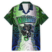 Personalised New Zealand Warriors Family Matching Mermaid Dress and Hawaiian Shirt Maori Silver Fern Green DT02 Dad's Shirt - Short Sleeve Green - Polynesian Pride