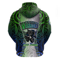 Personalised New Zealand Warriors Hoodie Maori Silver Fern Green DT02 - Polynesian Pride