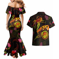 Wallis and Futuna Couples Matching Mermaid Dress and Hawaiian Shirt Octopus Plumeria Polynesian Tattoo DT02 - Polynesian Pride