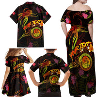 Wallis and Futuna Family Matching Off Shoulder Maxi Dress and Hawaiian Shirt Octopus Plumeria Polynesian Tattoo DT02 - Polynesian Pride