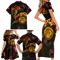 Wallis and Futuna Family Matching Short Sleeve Bodycon Dress and Hawaiian Shirt Octopus Plumeria Polynesian Tattoo DT02 - Polynesian Pride