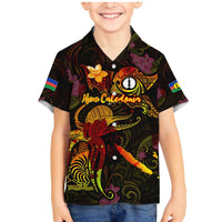 New Caledonia Family Matching Mermaid Dress and Hawaiian Shirt Octopus Plumeria Polynesian Tattoo DT02 Son's Shirt Black - Polynesian Pride