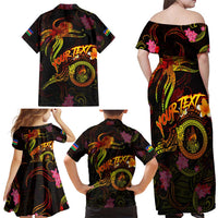 New Caledonia Family Matching Off Shoulder Maxi Dress and Hawaiian Shirt Octopus Plumeria Polynesian Tattoo DT02 - Polynesian Pride
