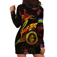 New Caledonia Hoodie Dress Octopus Plumeria Polynesian Tattoo