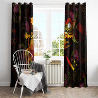 New Caledonia Window Curtain Octopus Plumeria Polynesian Tattoo