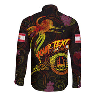 Tahiti French Polynesia Long Sleeve Button Shirt Octopus Plumeria Polynesian Tattoo DT02 - Polynesian Pride