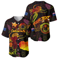Cook Islands Baseball Jersey Octopus Plumeria Polynesian Tattoo
