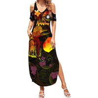 Nauru Family Matching Summer Maxi Dress and Hawaiian Shirt Octopus Plumeria Polynesian Tattoo