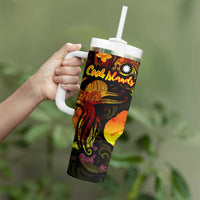 Nauru Tumbler With Handle Octopus Plumeria Polynesian Tattoo