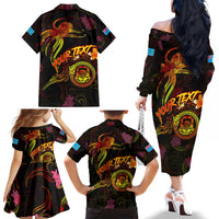 Tuvalu Family Matching Off The Shoulder Long Sleeve Dress and Hawaiian Shirt Octopus Plumeria Polynesian Tattoo DT02 - Polynesian Pride