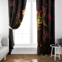Tuvalu Window Curtain Octopus Plumeria Polynesian Tattoo