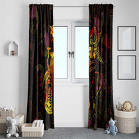 Tuvalu Window Curtain Octopus Plumeria Polynesian Tattoo