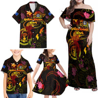 Northern Mariana Islands Family Matching Off Shoulder Maxi Dress and Hawaiian Shirt Octopus Plumeria Polynesian Tattoo DT02 - Polynesian Pride
