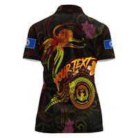 Northern Mariana Islands Women Polo Shirt Octopus Plumeria Polynesian Tattoo