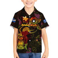Marshall Islands Family Matching Puletasi and Hawaiian Shirt Octopus Plumeria Polynesian Tattoo