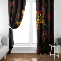 Marshall Islands Window Curtain Octopus Plumeria Polynesian Tattoo