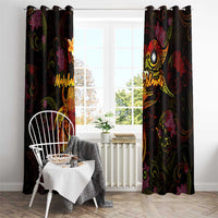 Marshall Islands Window Curtain Octopus Plumeria Polynesian Tattoo
