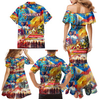 Custom The Philippines 126th Independence Anniversary Family Matching Mermaid Dress and Hawaiian Shirt Art Style DT02 - Polynesian Pride