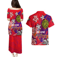 Personalized Philippines 12 June Independence Day Couples Matching Puletasi and Hawaiian Shirt Polynesian Turtle Plumeria DT02 - Polynesian Pride