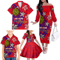 Personalized Philippines 12 June Independence Day Family Matching Off The Shoulder Long Sleeve Dress and Hawaiian Shirt Polynesian Turtle Plumeria DT02 - Polynesian Pride