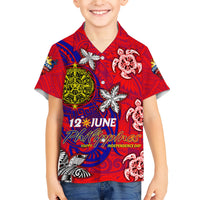 Personalized Philippines 12 June Independence Day Family Matching Short Sleeve Bodycon Dress and Hawaiian Shirt Polynesian Turtle Plumeria DT02 Son's Shirt Red - Polynesian Pride