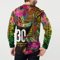 Personalised Vanuatu Independence Day 30 July Button Sweatshirt Hibiscus Polynesian Pattern