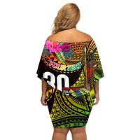 Personalised Vanuatu Independence Day 30 July Off Shoulder Short Dress Hibiscus Polynesian Pattern DT02 - Polynesian Pride