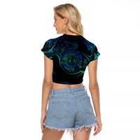 Sea Animal Polynesia Raglan Cropped T Shirt Polynesian Pattern