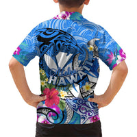 Aloha Hawaii Family Matching Short Sleeve Bodycon Dress and Hawaiian Shirt Dolphins and Fish Hook Hibiscus DT02 - Polynesian Pride