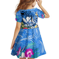 Aloha Hawaii Family Matching Short Sleeve Bodycon Dress and Hawaiian Shirt Dolphins and Fish Hook Hibiscus DT02 - Polynesian Pride