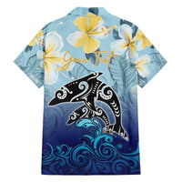 Mother And Baby Dolphins Family Matching Off The Shoulder Long Sleeve Dress and Hawaiian Shirt Hawaii Hibiscus DT02 - Polynesian Pride