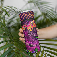 Happy Mardi Gras Skinny Tumbler Mask Feather Colorfull