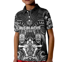 Personalized All Black Kid Polo Shirt New Zealand Rugby Mascot Maori